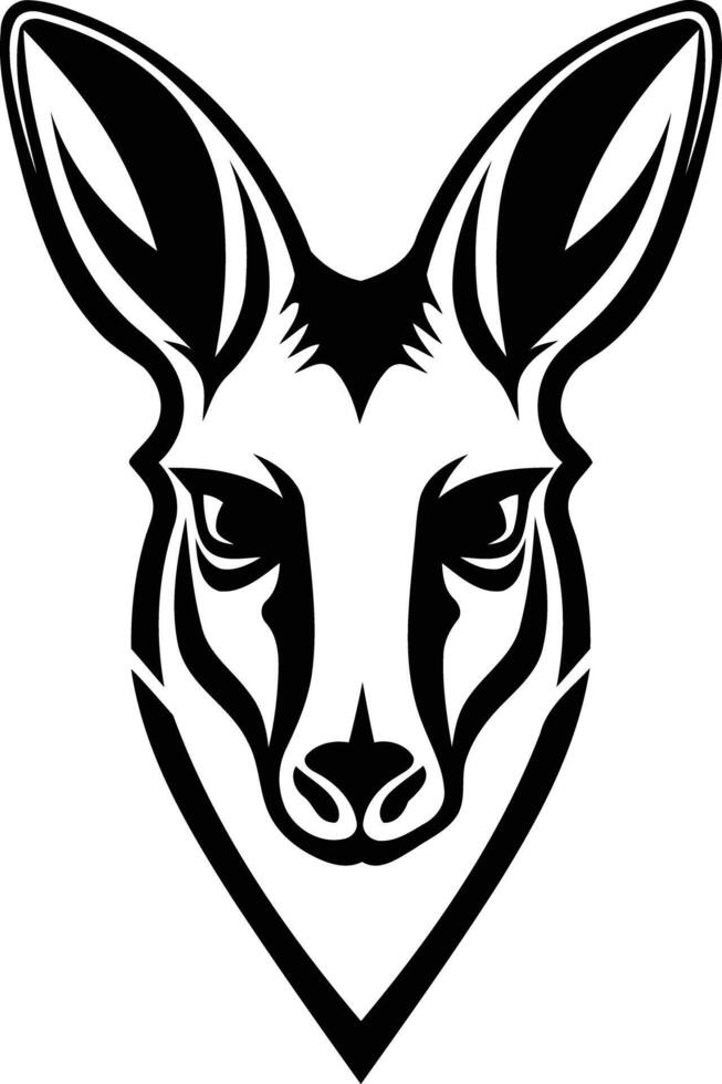A bold and striking black and white illustration of a kangaroo's head vector