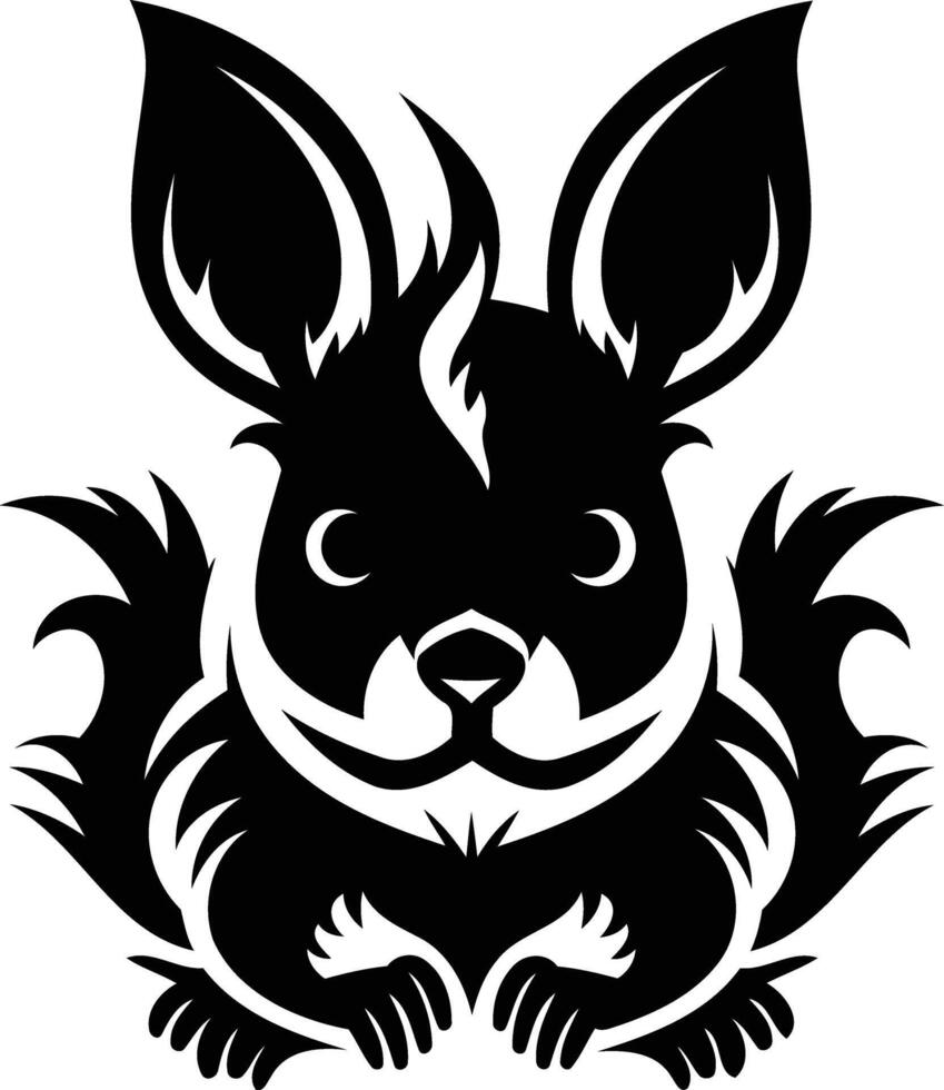 A cute, stylized black and white rabbit illustration, perfect for designs needing a playful touch vector