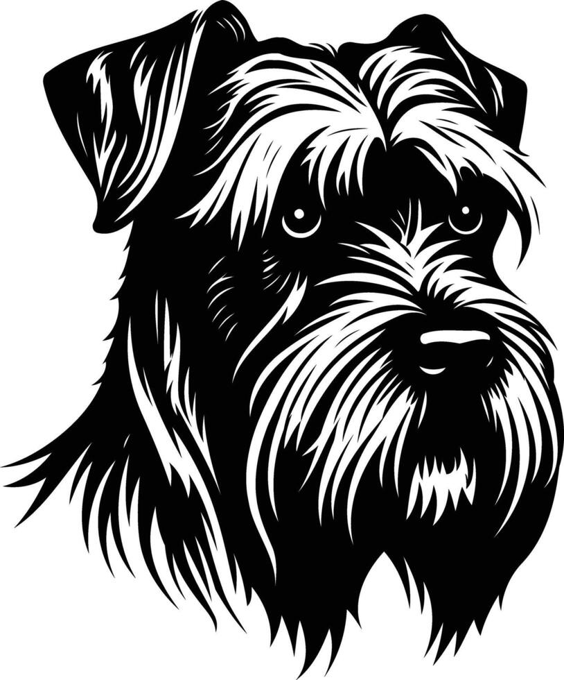A striking black and white illustration of a miniature schnauzer, perfect for dog lovers, pet owners, and anyone looking for a simple yet impactful image vector