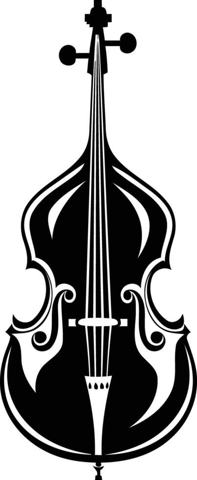 A striking silhouette of a double bass, perfect for music, art, and design projects vector