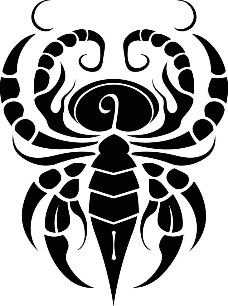 Bold tribal scorpion design, perfect for tattoos, branding, or other creative projects vector