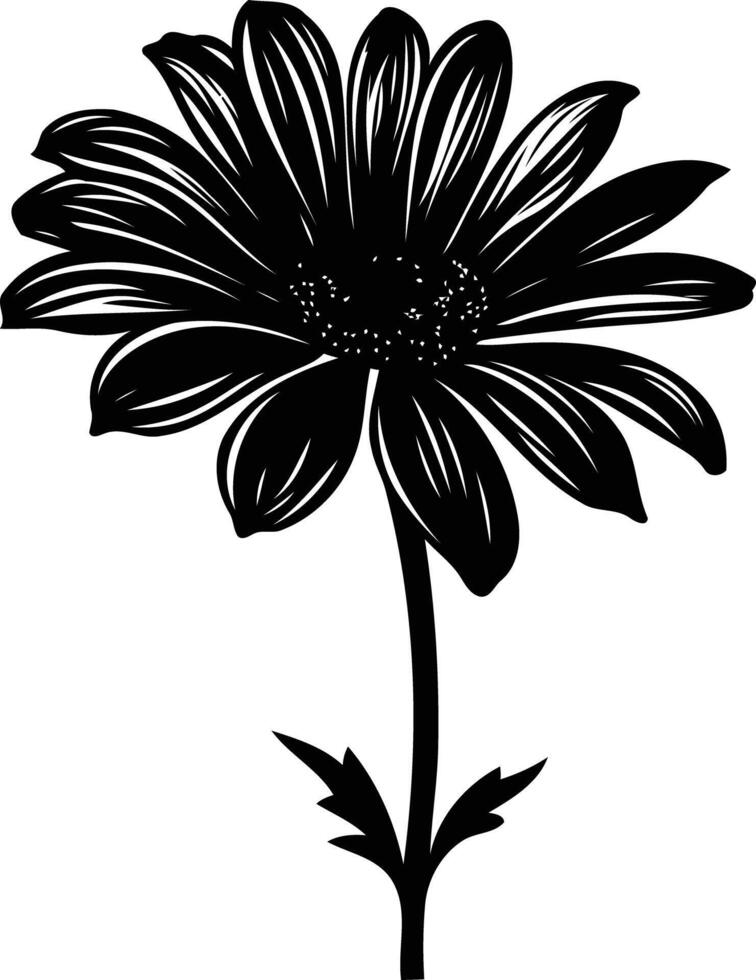 A simple and elegant black silhouette of a daisy flower vector