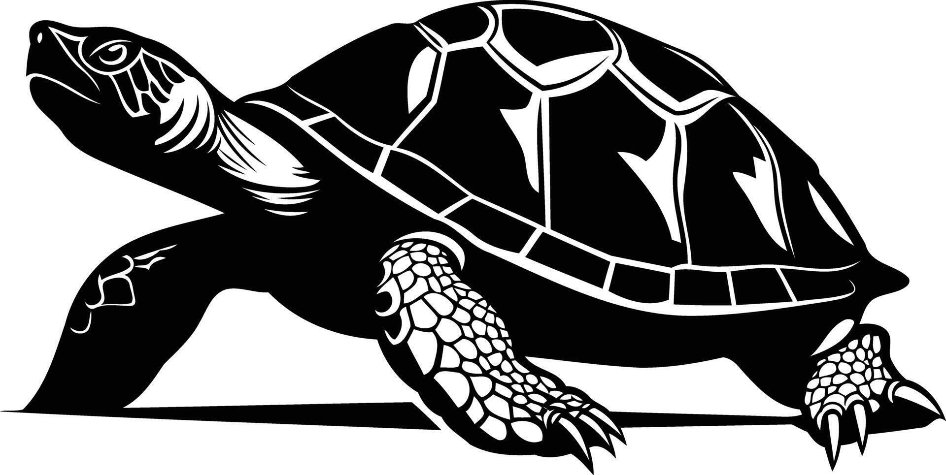 A striking silhouette of a turtle walking, perfect for adding a touch of nature to your designs vector