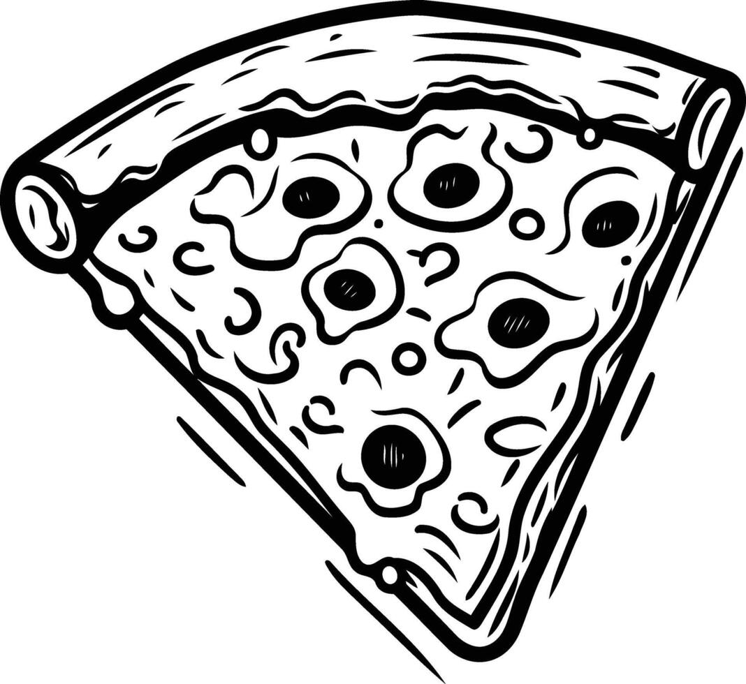 A hand drawn illustration of a pizza slice, perfect for food related projects vector