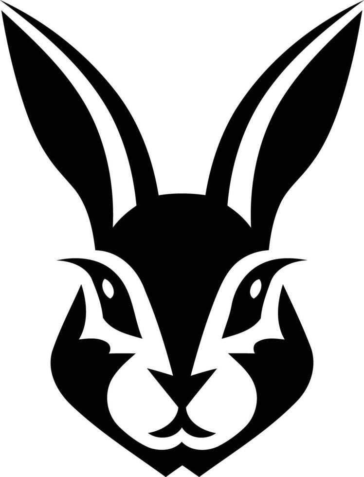 A bold and stylish black and white rabbit head logo vector