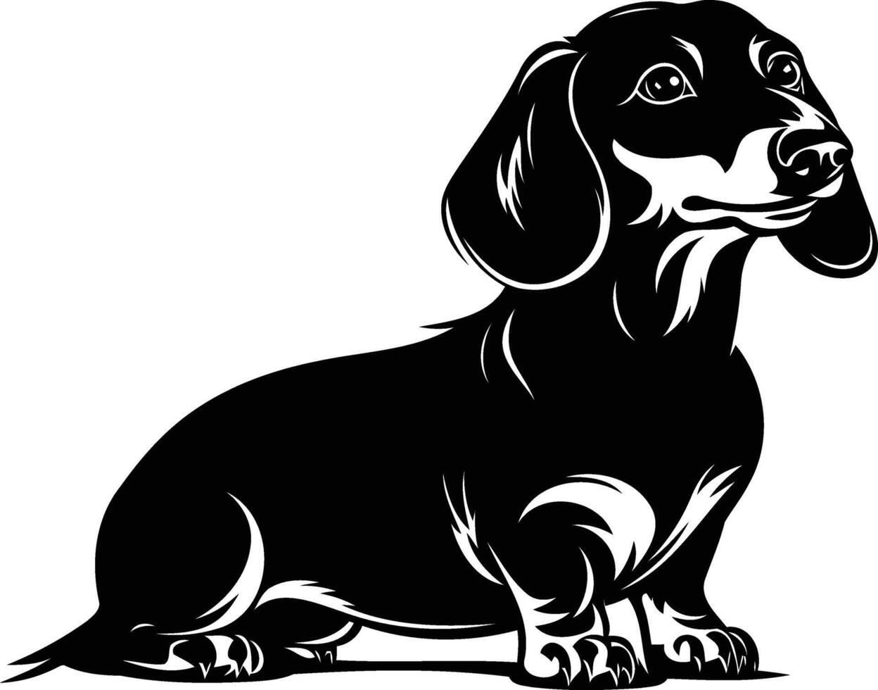 A simple, black and white silhouette of a dachshund, perfect for pet related designs, logos, or illustrations vector