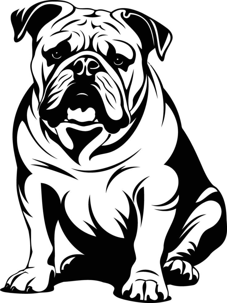 A bold and powerful black and white illustration of a bulldog vector