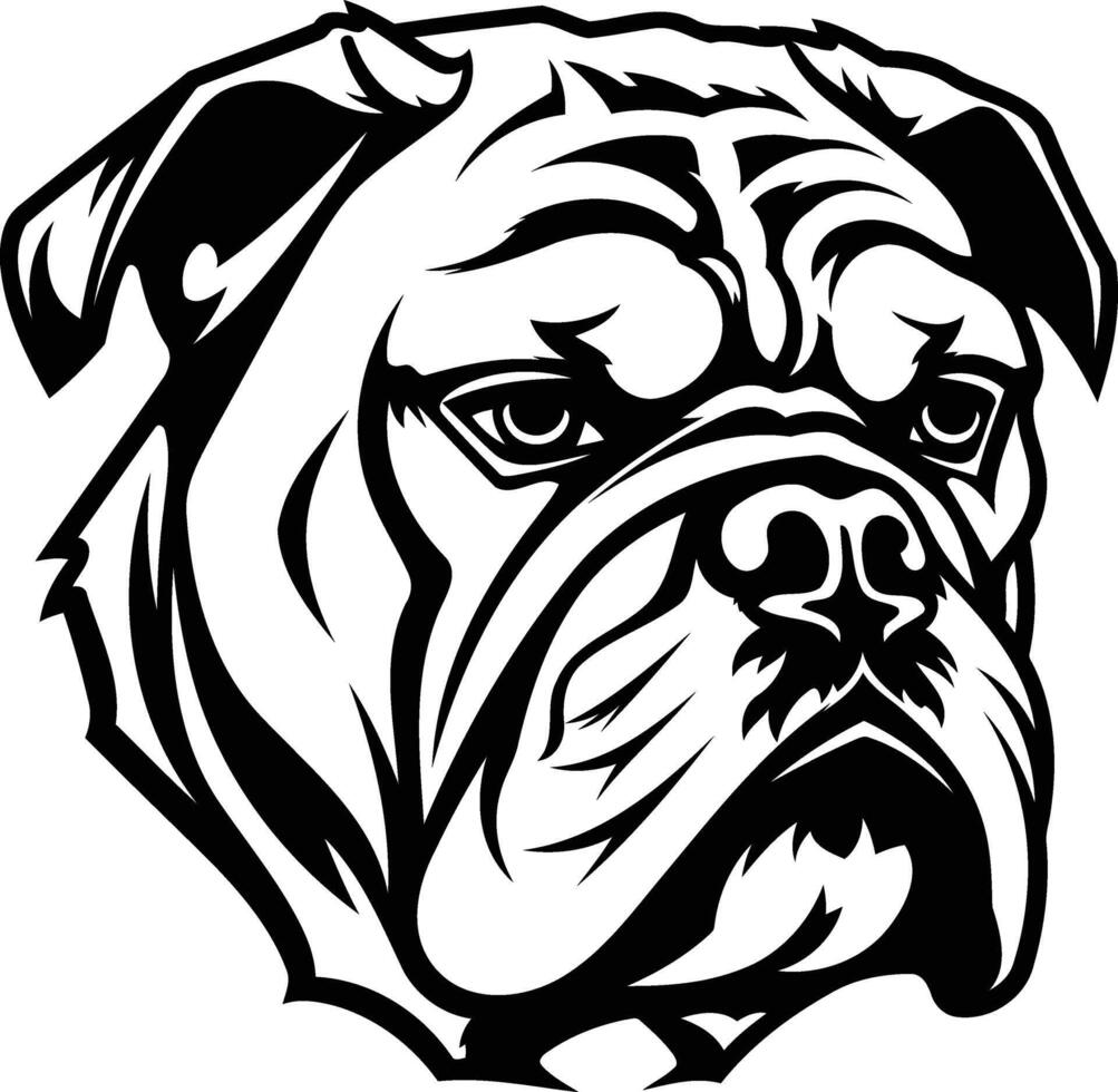 A bold and powerful black and white illustration of a bulldog's head vector