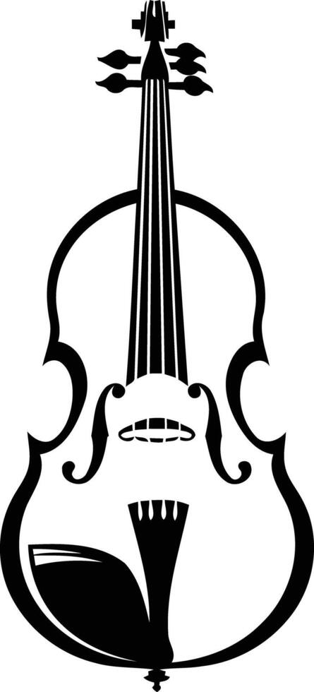 A simple, elegant black and white illustration of a violin vector