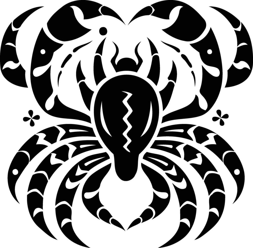Bold black and white tribal spider tattoo design, perfect for use in design projects, social media, or as a standalone graphic vector