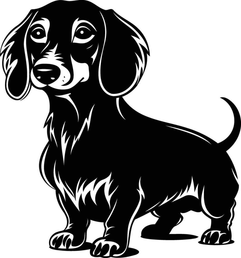 A simple, bold silhouette of a dachshund dog vector