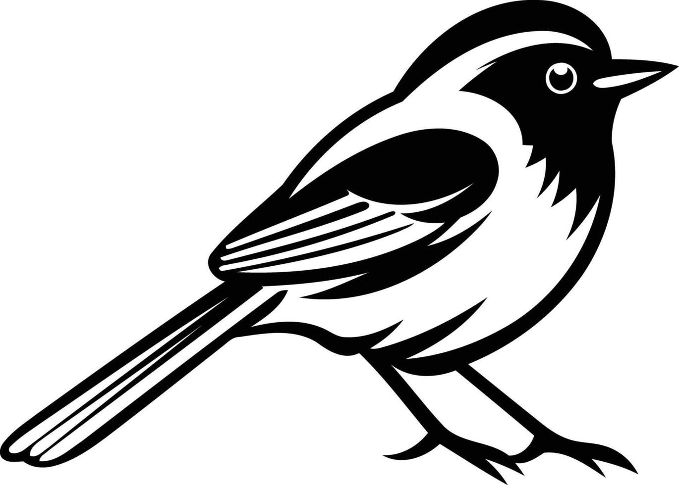 A simple, bold black and white illustration of a bird, perfect for logos, branding, and nature themed designs vector
