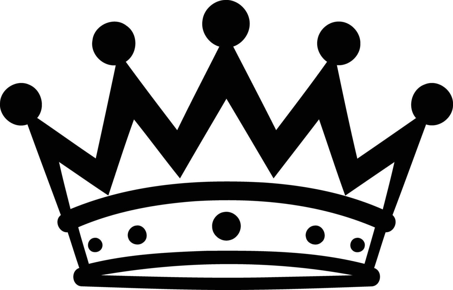 Simple black and white illustration of a crown vector