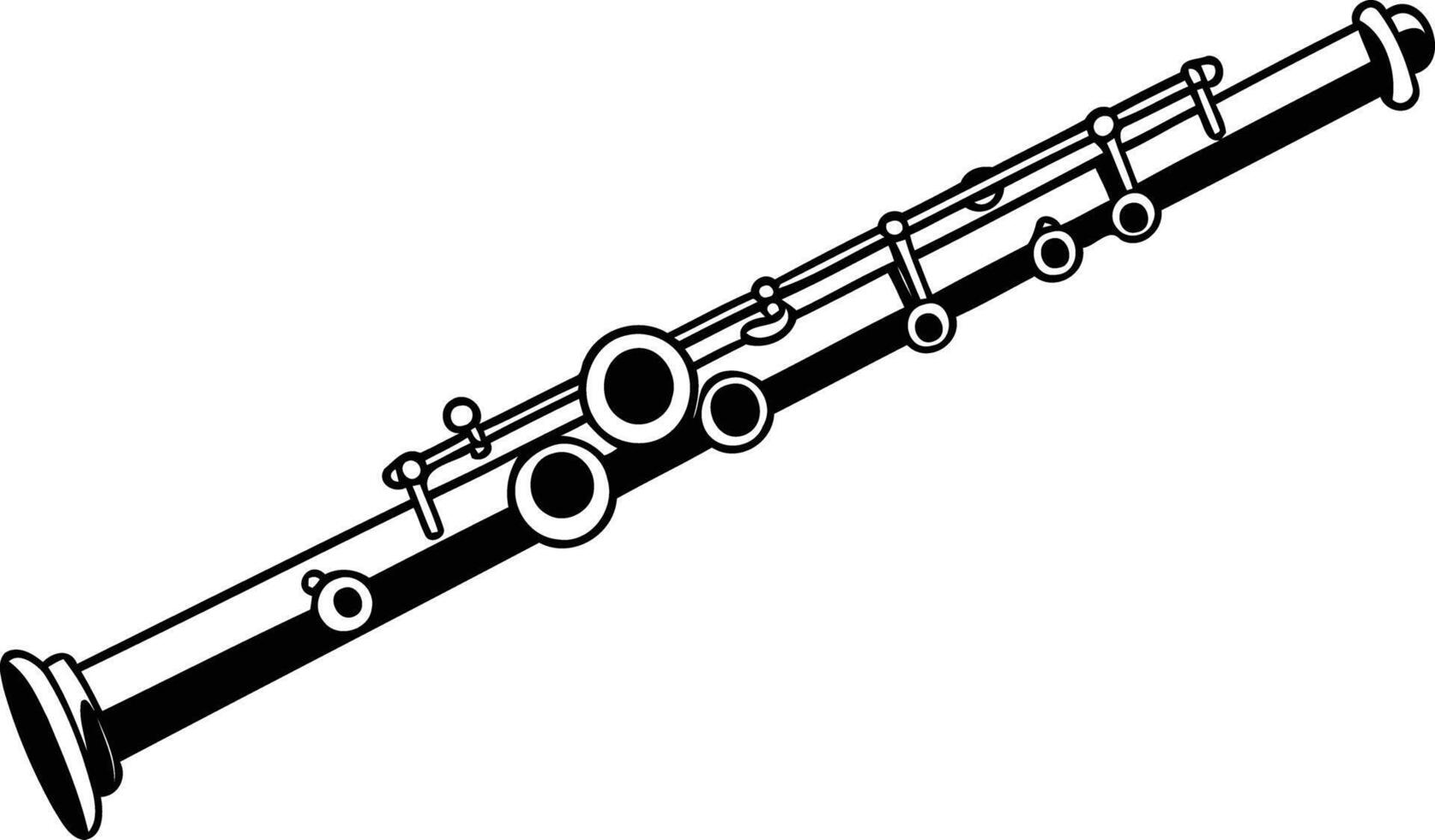 A simple black and white illustration of a flute, perfect for musical projects, education, and design elements vector