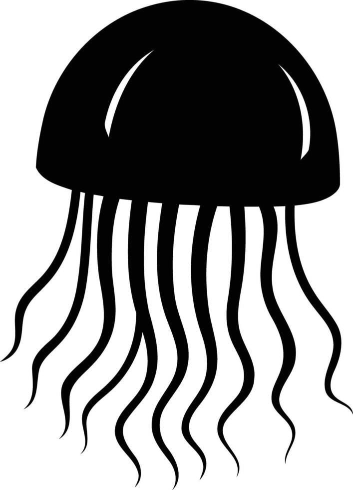 Simple black and white silhouette of a jellyfish vector