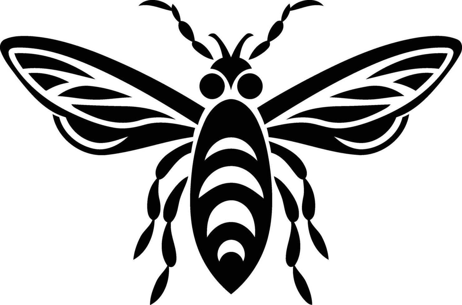 Stylish black and white bee illustration perfect for tattoo designs, branding, or nature inspired artwork vector