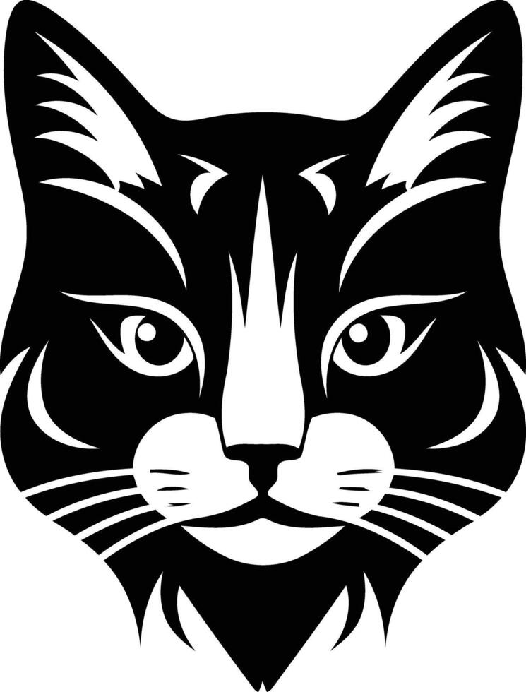 A bold black and white illustration of a cat's face vector