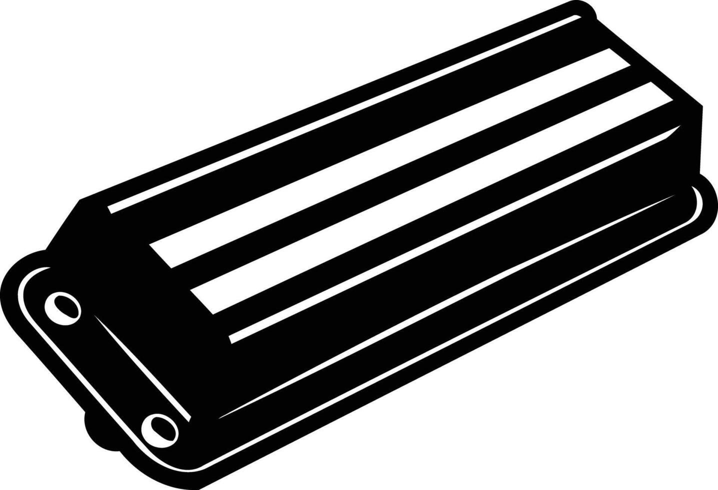 Black and white illustration of a classic guitar tremolo bridge vector