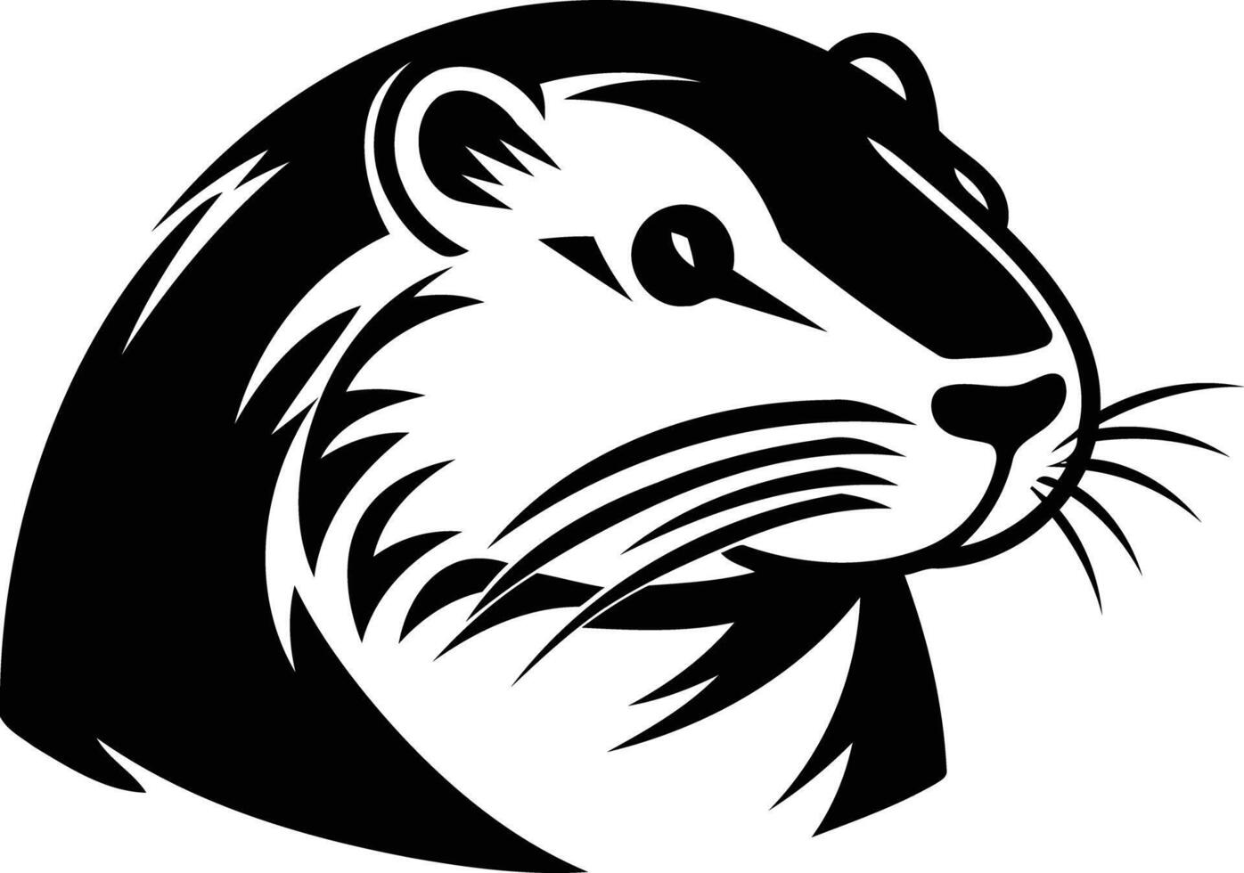 A bold, black and white illustration of a badger's head, perfect for use as a logo, mascot, or design element vector