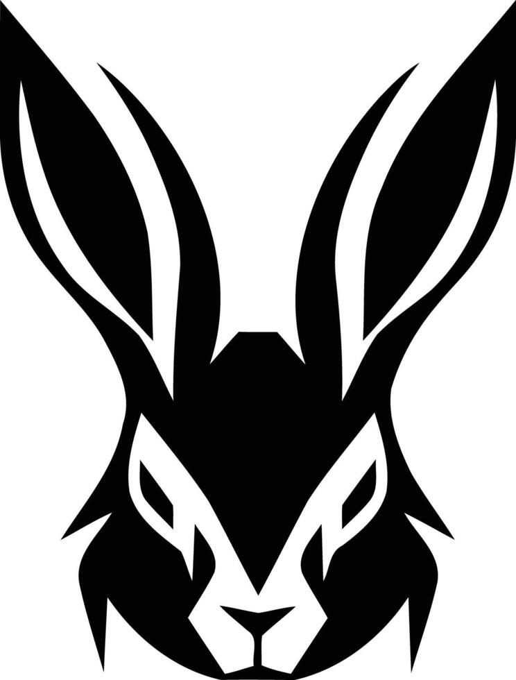 A bold and graphic black rabbit head logo, perfect for branding a business or creating a powerful design vector