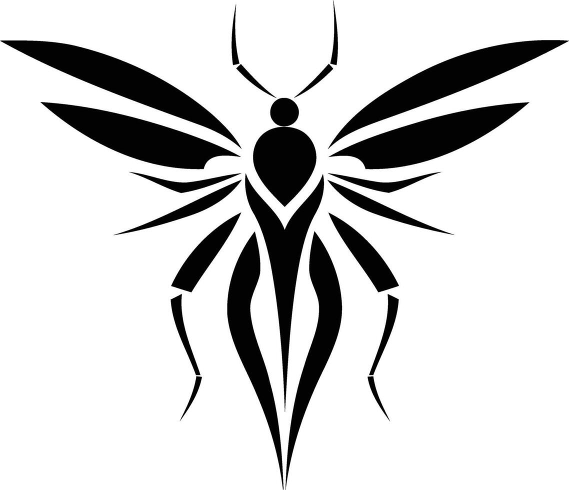 A striking black and white tribal insect tattoo design, perfect for adding a bold and edgy touch to your artwork or website vector