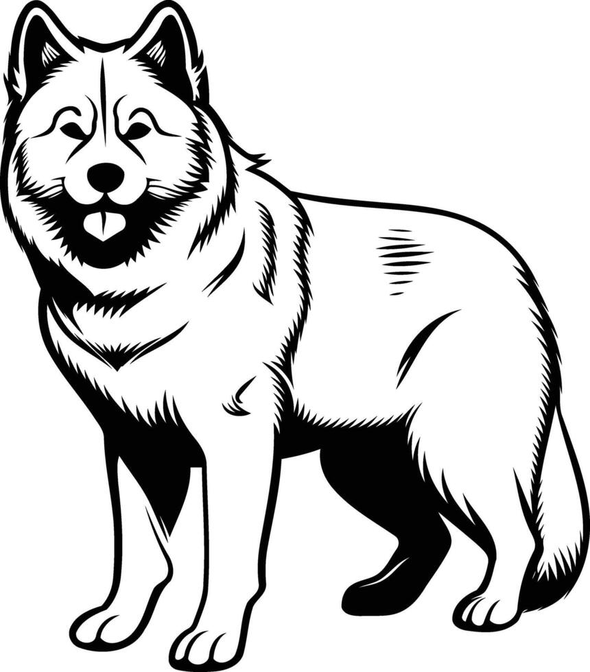 A detailed line art illustration of a standing wolf, perfect for tattoo design, branding, and animal-themed projects vector
