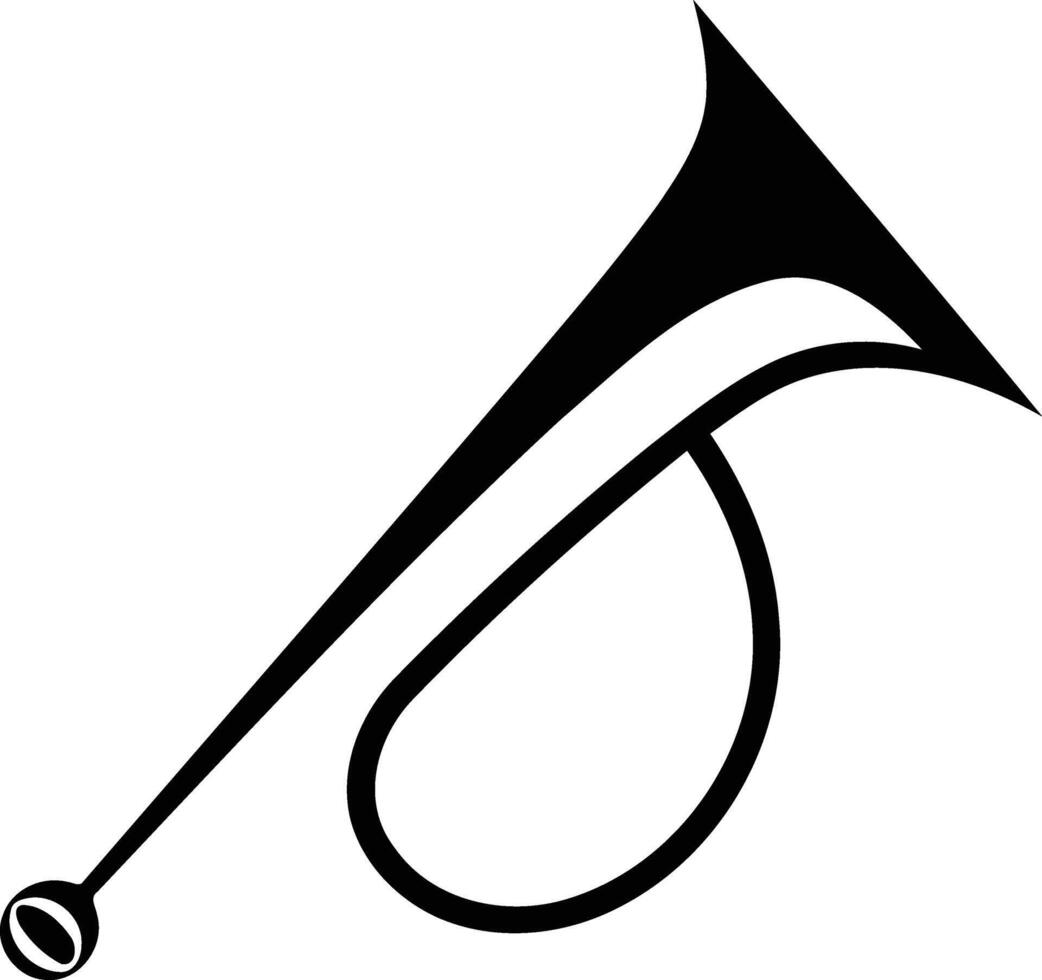 A simple, bold black and white illustration of a trumpet vector