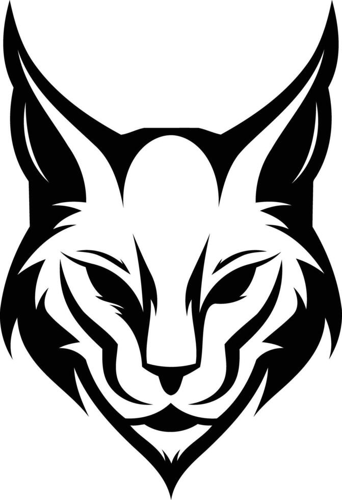 A bold, black and white illustration of a lynx's head, perfect for branding, logos, and designs requiring a powerful and majestic animal symbol vector