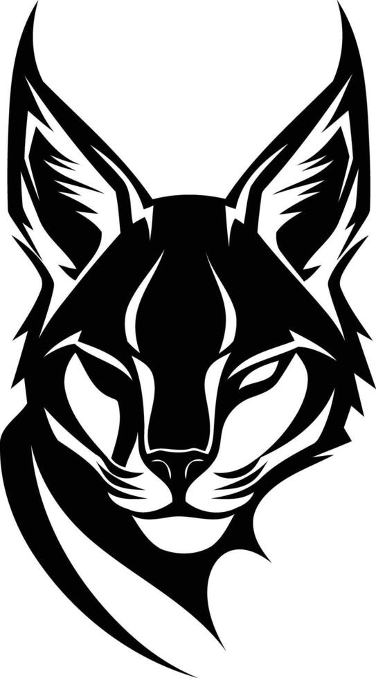 A bold, black and white illustration of a lynx's head, perfect for tattoos, logos, and graphic designs vector