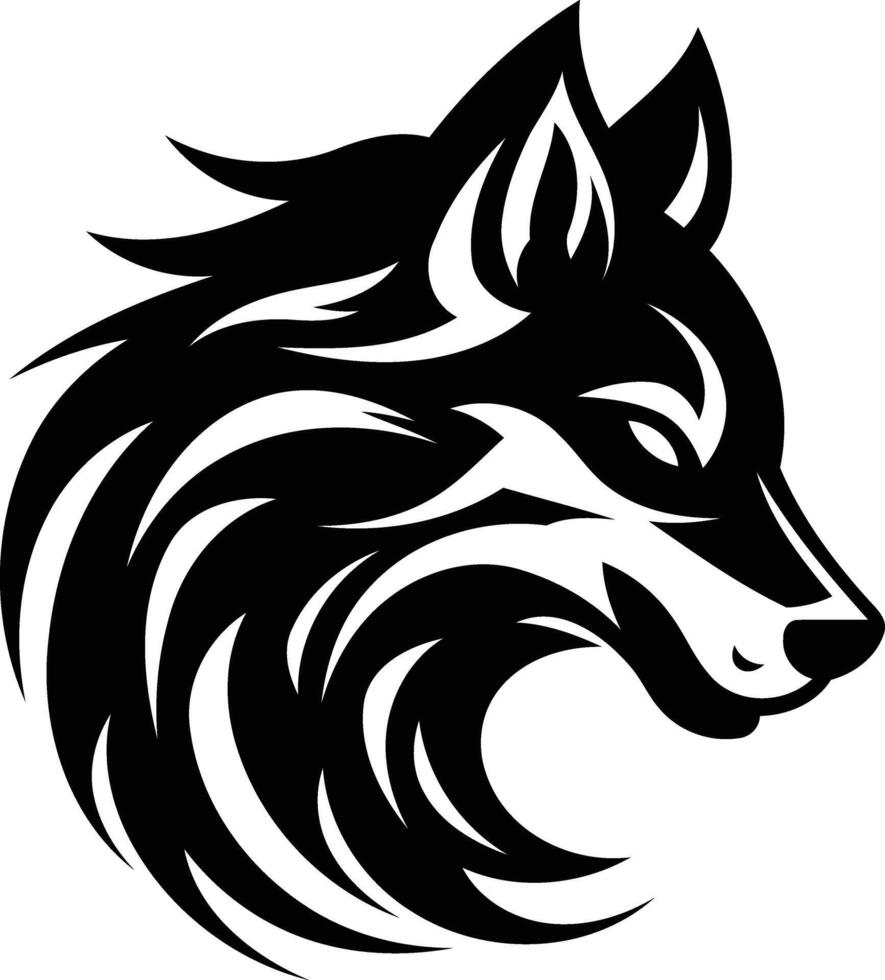 Bold and fierce, this tribal wolf head design is perfect for tattoos, apparel, and branding vector