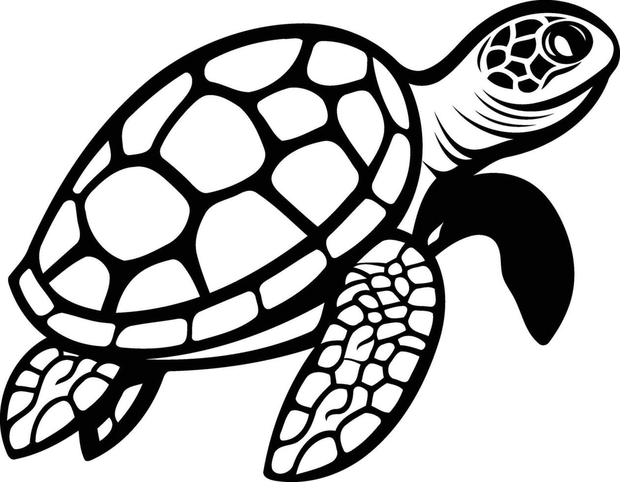 A simple, black and white illustration of a sea turtle, perfect for tattoo designs, logos, or other creative projects vector
