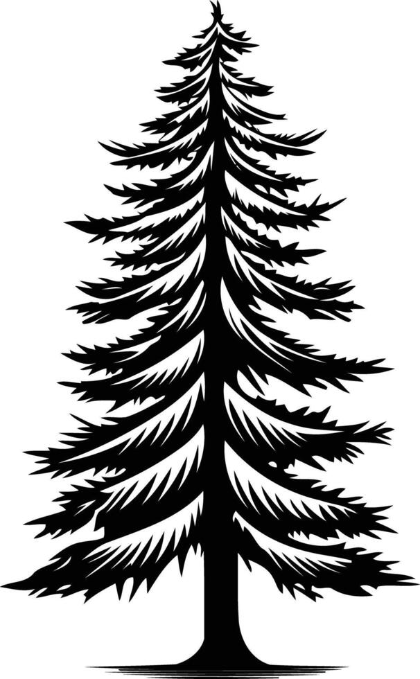 Simple, elegant silhouette of a pine tree, perfect for nature-themed designs, logos, and illustrations vector