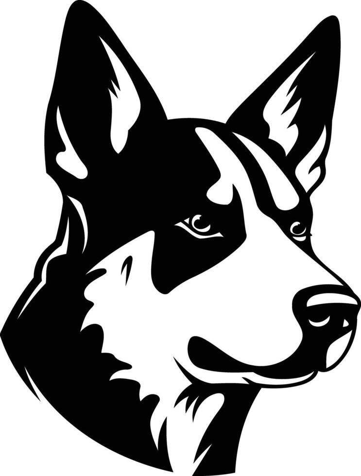 A striking black and white silhouette of a dog's head, ideal for logos, branding, and pet related designs vector