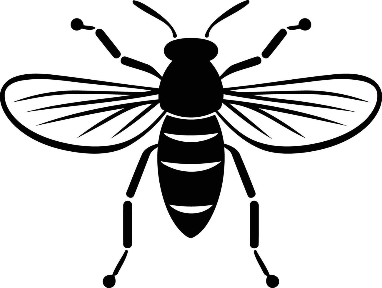 Simple black and white element illustration of a bee vector