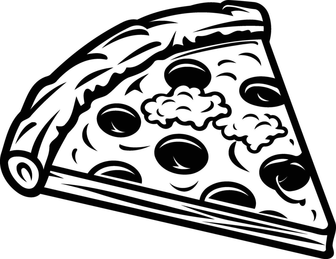 A classic black and white illustration of a delicious pizza slice vector