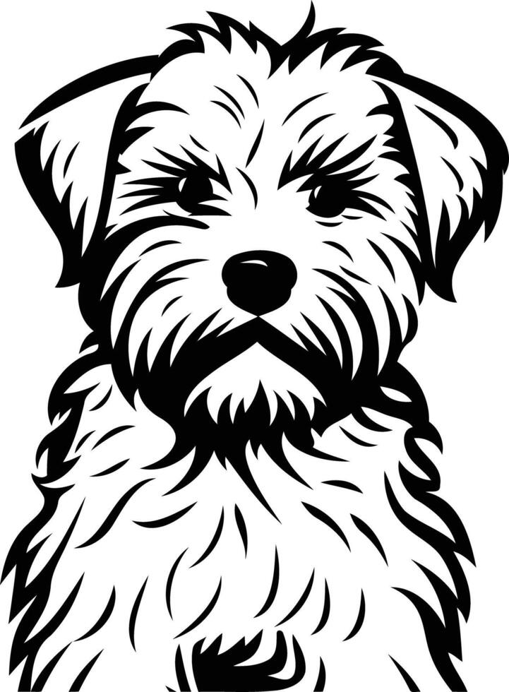 A bold, black and white illustration of a terrier dog vector