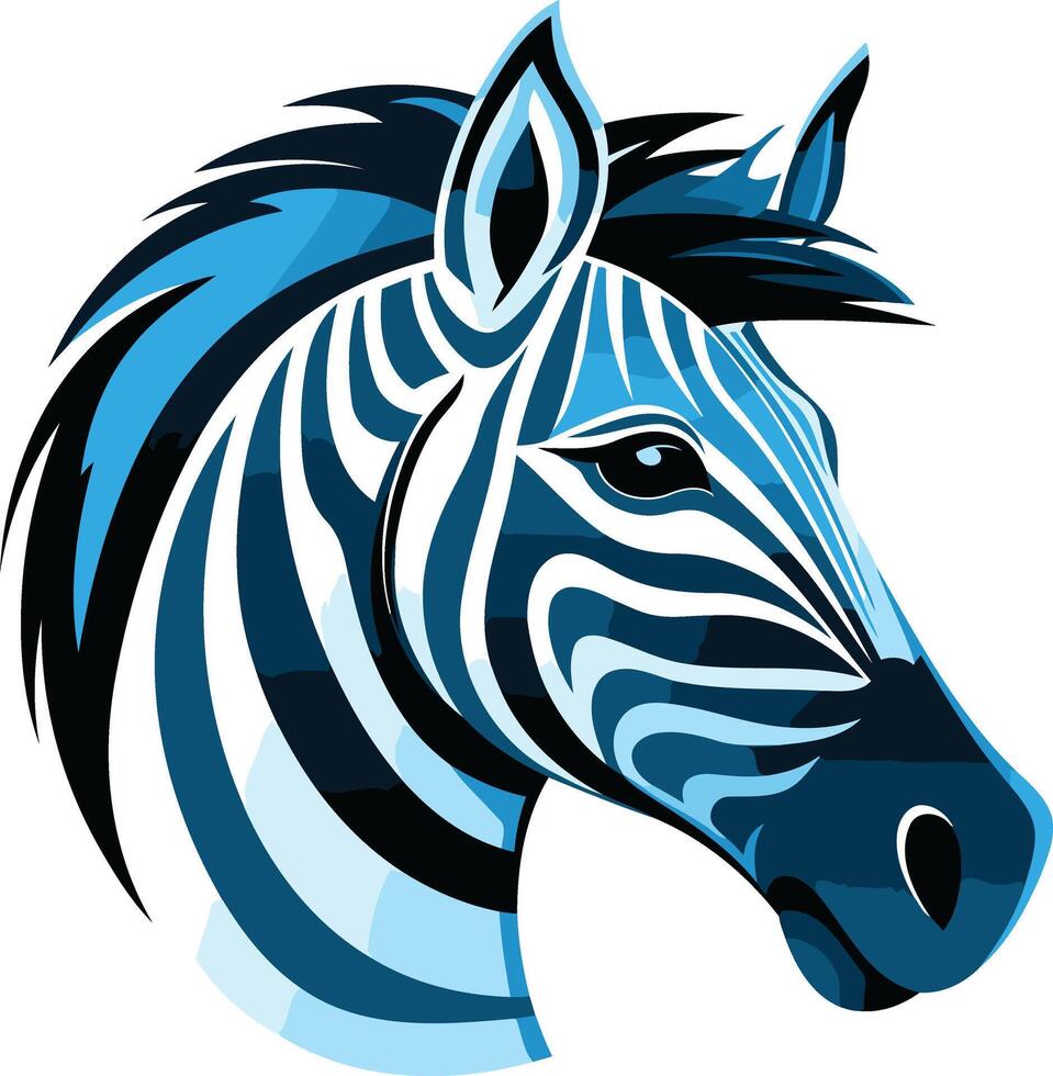 Bold and stylish blue zebra head, perfect for logo design, branding, and print projects vector