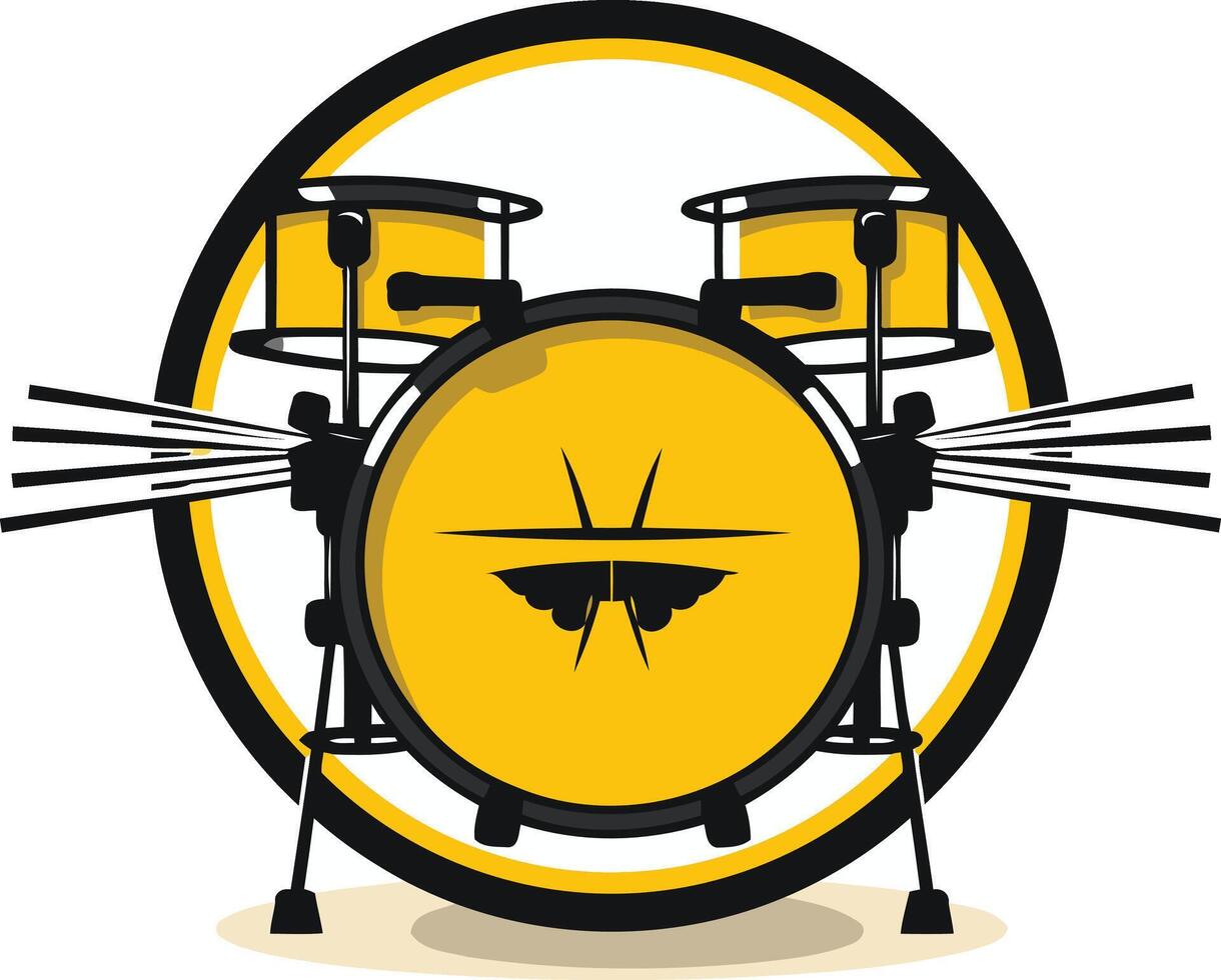 A fun and simple illustration of a yellow drum set vector
