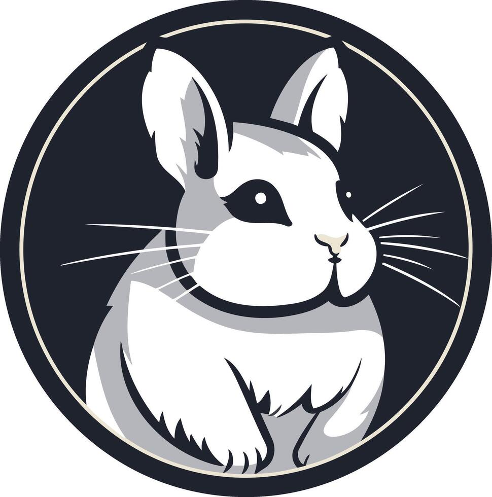 Cute cartoon rabbit in a circular logo design vector