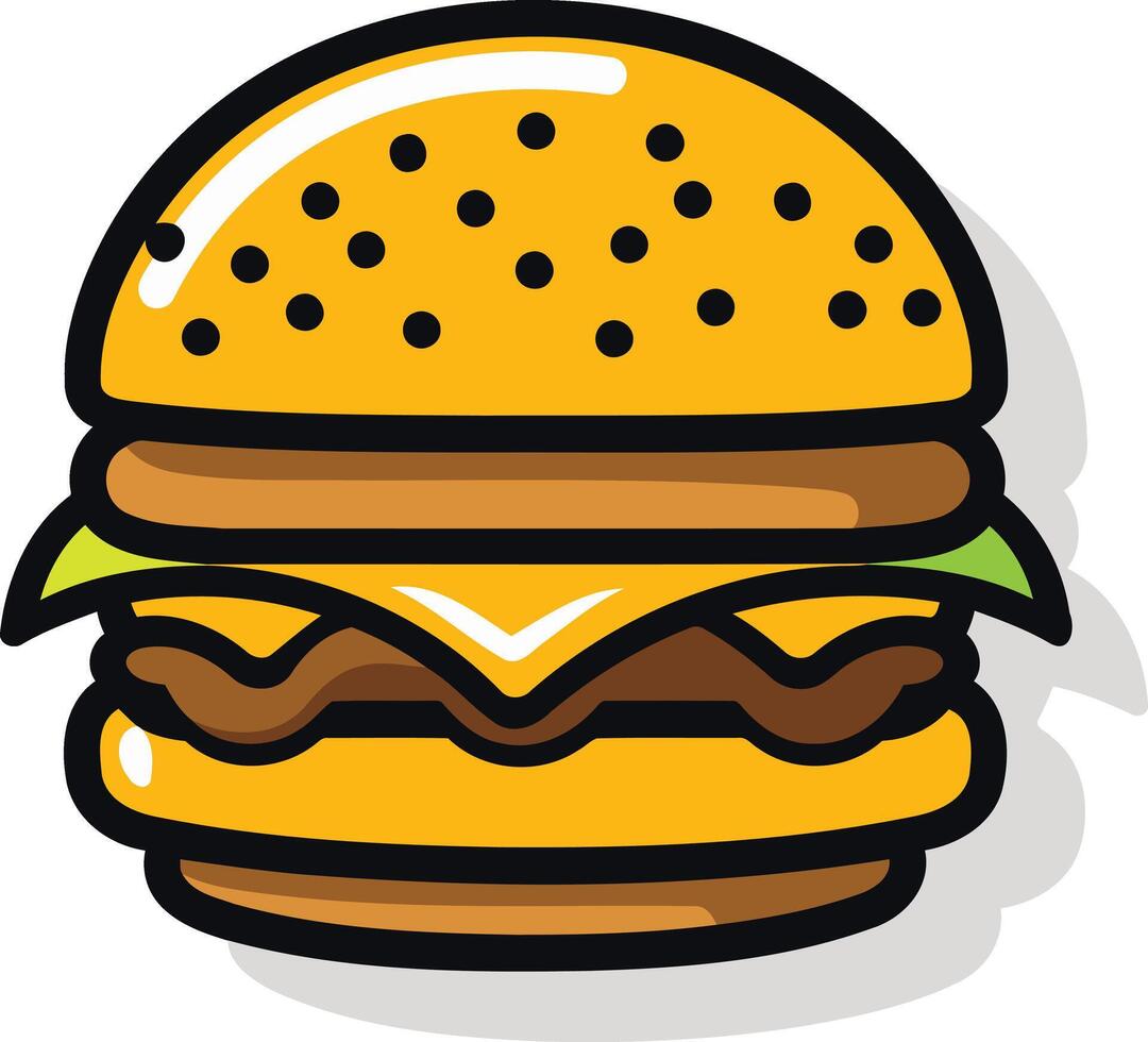 Cartoon illustration of a delicious double cheeseburger vector