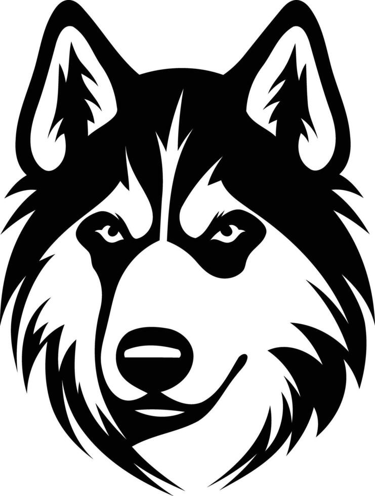 Bold, black and white husky head illustration, perfect for logo design, branding, or apparel vector