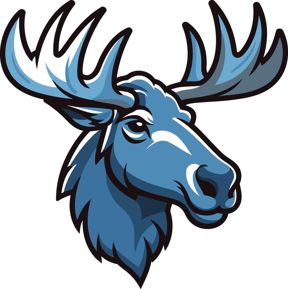 A strong and powerful blue moose head mascot design vector