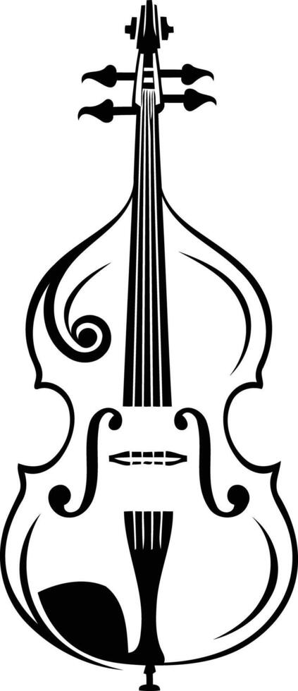 Simple, elegant black and white illustration of a cello, perfect for music themed designs and projects vector