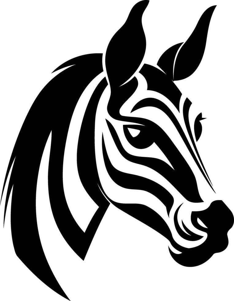 Striking black and white zebra head illustration, perfect for logo design, t shirt printing, and other creative projects vector