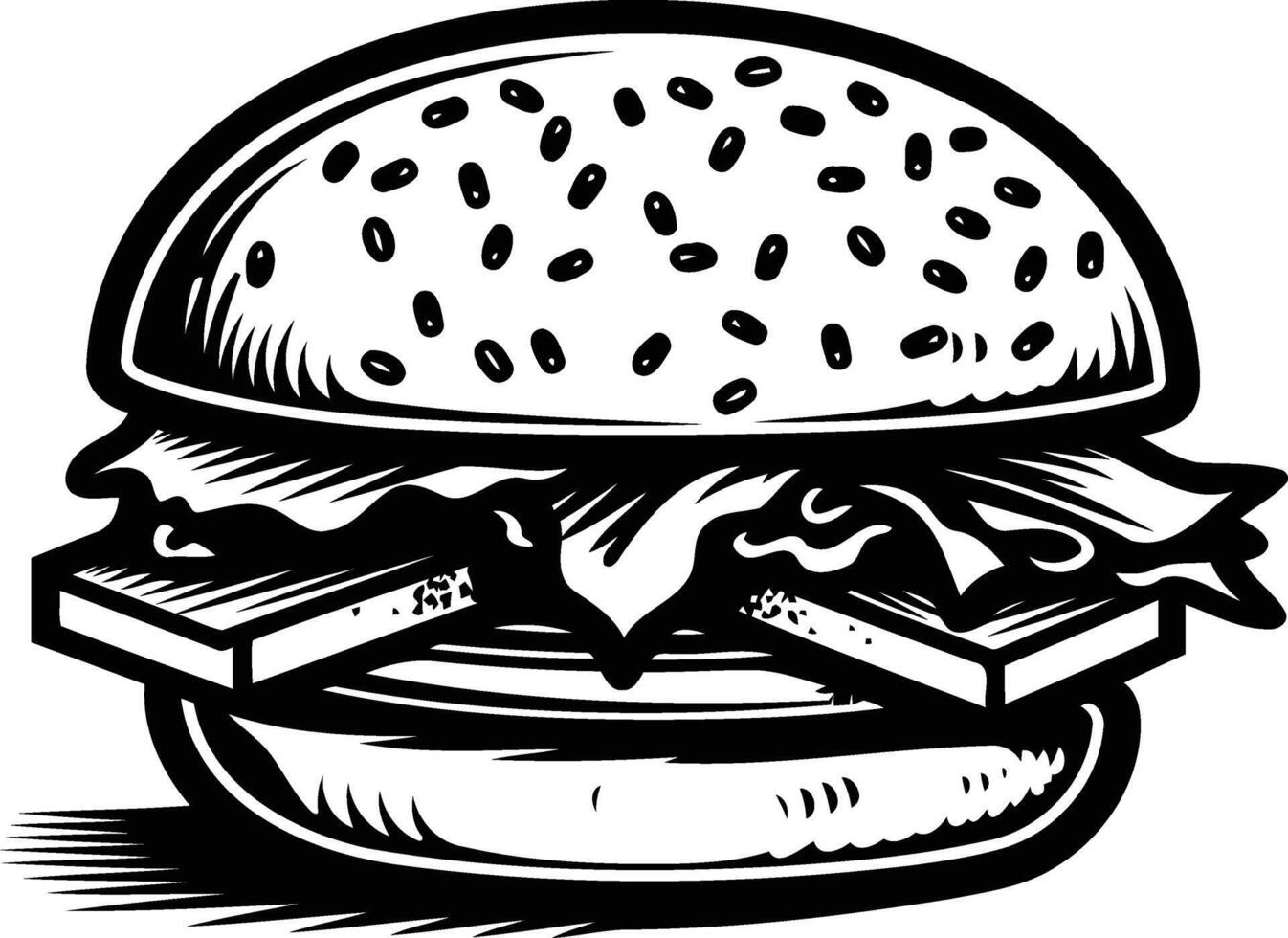 A classic, vintage style illustration of a delicious burger vector