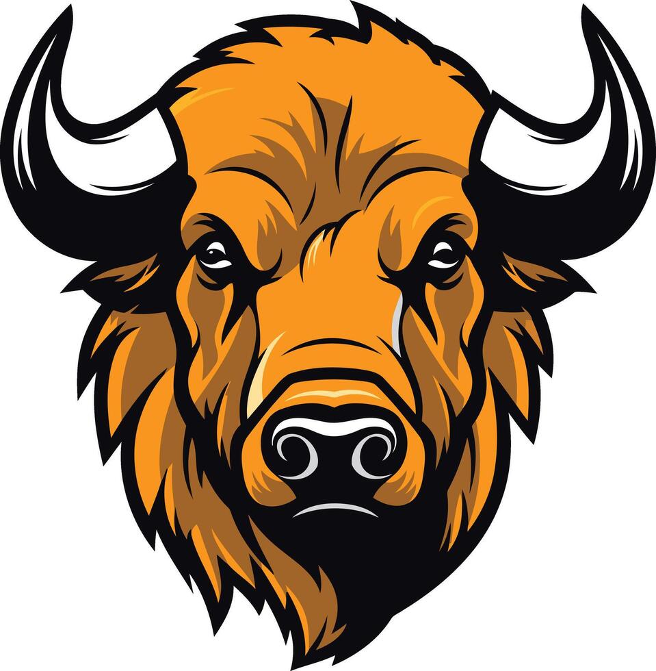 A powerful and fierce bull mascot head with a determined expression, perfect for sports teams, logos, and branding projects vector