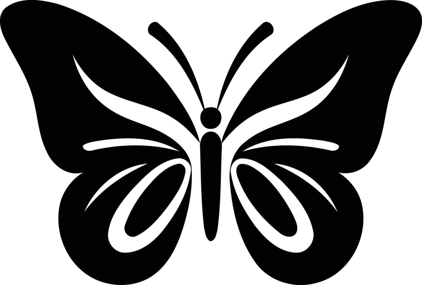 Simple yet elegant black and white butterfly silhouette, perfect for logos, branding, or decorative designs vector