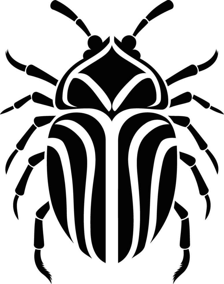 A bold and striking black and white illustration of a beetle, perfect for tattoo design, branding, or any project requiring a powerful insect motif vector