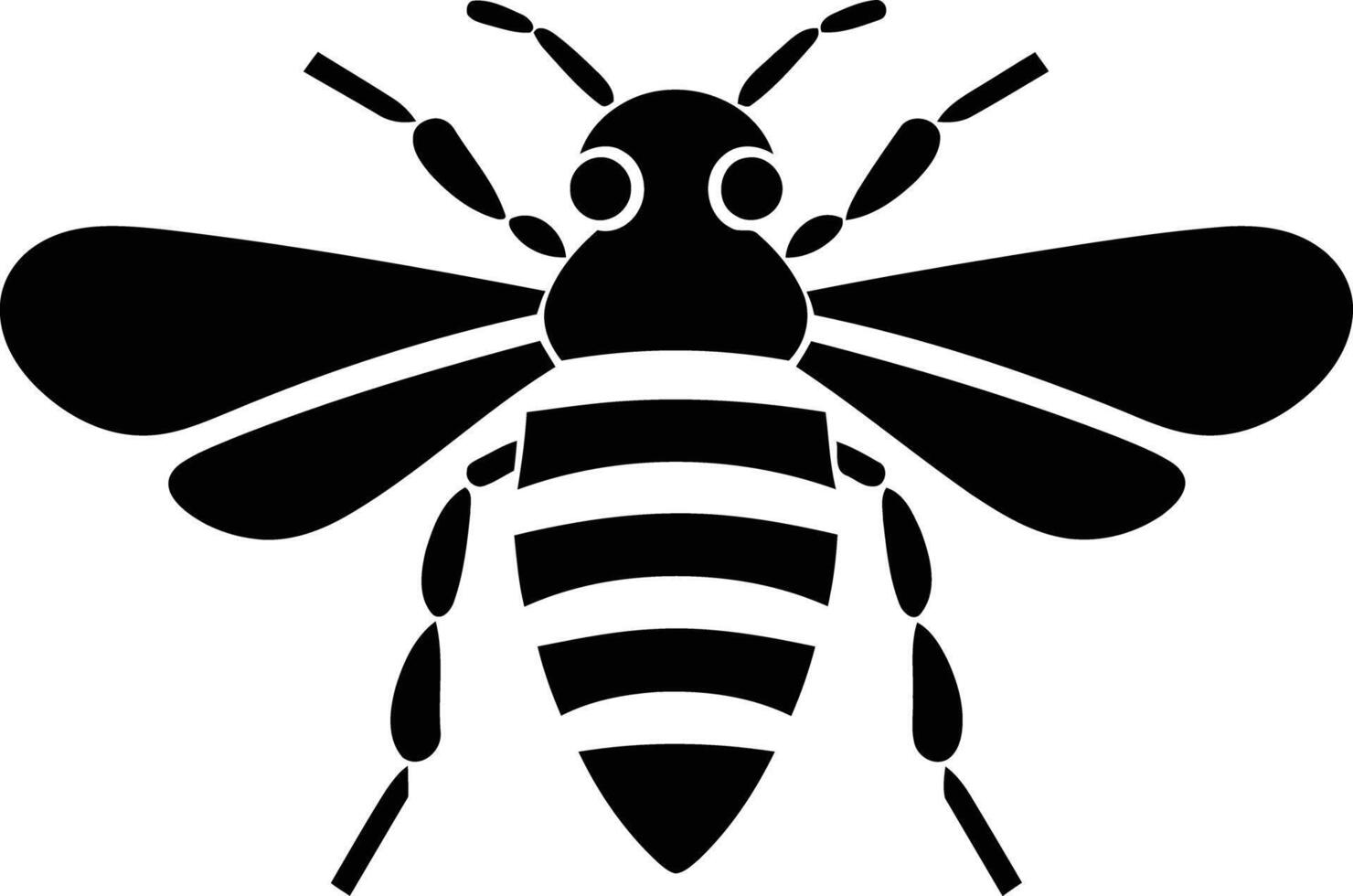 Simple, black and white bee silhouette for branding, logos, and design projects vector