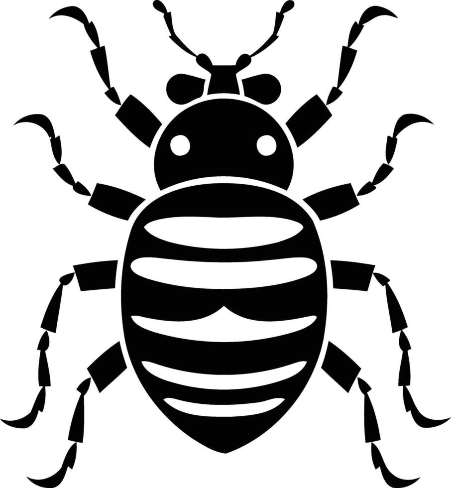 Simple black and white illustration of a stylized bug or beetle vector